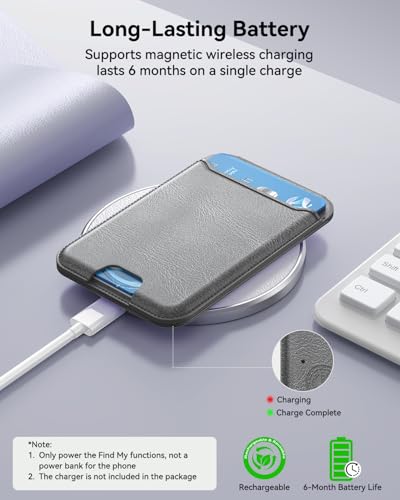 for MagSafe Wallet, Works with Apple Find My,5 Card Holder with Stand, Magnetic Phone Wallet Stand for iPhone 17/16/15/14/13/12 Pro Max Air Plus, RFID Blocking Vegan Leather,Dark Grey - color: Findmy Grey
