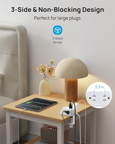 TROND Desk Clamp Power Strip, Desk Mount Charging Station with 5 AC Outlets - color: White, size: 6FT (2U1C)