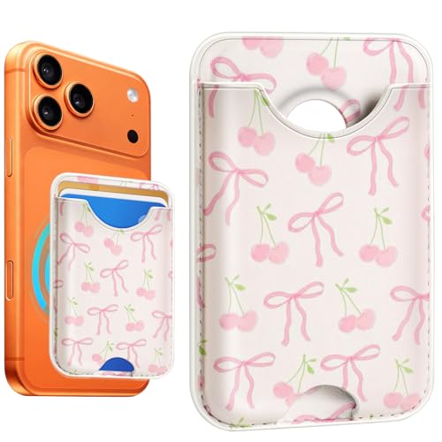 Compatible with Magsafe Wallet Magnetic Card Holder - Bow Phone Wallets for Women Teen Girls Cute for iPhone 17/16/15/14/13/12 Series Slim for Apple Mag RFID Magnet,Fit 3 Cards - color: Bow