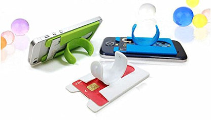 Card Holder with Cell Phone Stand,Stick-on Silicon Rubber Smartphone Sleeve Support Wallet(6pcs)