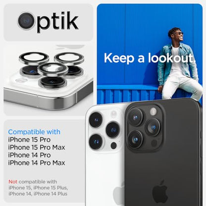 Spigen Camera Lens Protector for iPhone 15 Pro Max,15 Pro,14 Pro Max,14 Pro - color: Silver - iPhone 15 series