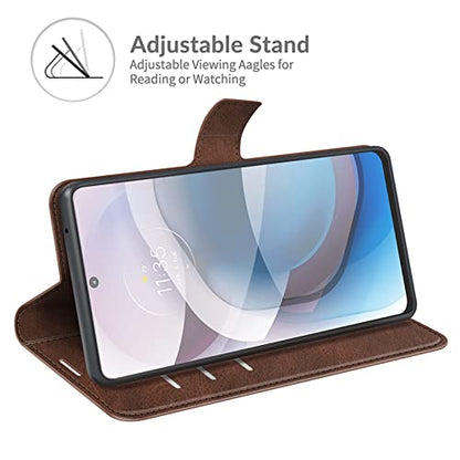 Flip Case for Motorola One 5G UW Ace Wallet Leather Magnetic Protective Cellphone Case for Moto One 5G Ace 2021 / Moto G 5G Folio Book Cover & Stand (Brown) - color: Brown