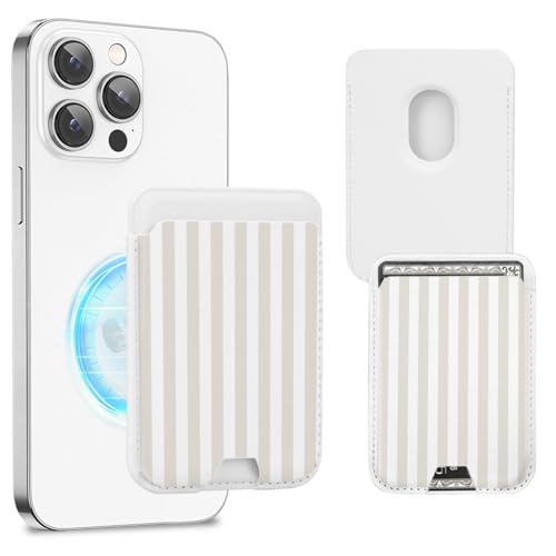 Cute Magnetic Wallet for Magsafe Card Holder,Beige Stripes Lines - color: Beige Stripes Lines
