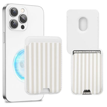 Cute Magnetic Wallet for Magsafe Card Holder,Beige Stripes Lines - color: Beige Stripes Lines
