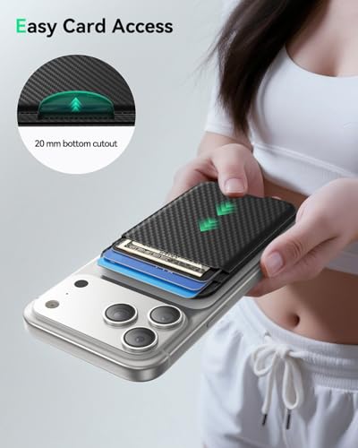 for MagSafe Wallet with Stand, 5 Card Holder, Slim Leather Magnetic Wallet for iPhone 17/16/15/14/13/12 Pro Max Plus Air Series, 3 Card Slots & 1 Cash Slot,Carbon Fiber - color: Carbon Fiber