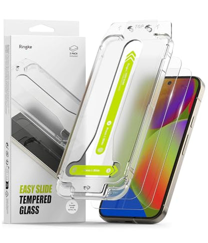 Ringke for Google Pixel 10 Pro XL Screen Protector [Easy Slide, 2 Pack] | Easy Installation with Alignment Tool, Case Friendly Premium 9H Hardness Tempered Glass - size: Pixel 10 Pro XL