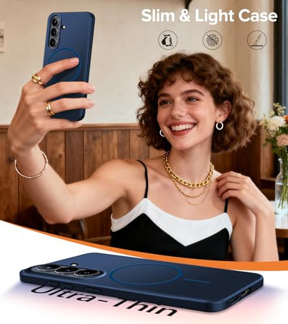 Ultra Thin Case for Samsung Galaxy S26, Silky Touch Anti-Fingerprint, Slim Hard PC Matte Cover Compatible with Mag-Safe Anti-Scratch Shockproof Protective Cases for Samsung S26 5G (Blue) - color: Blue