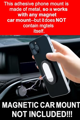 Phone Holder Foldable Phone Stand Phone Ring Holder Finger Kickstand 360° Rotation Cell Phone Stand Metal Phone Grip for Magnetic Car Mount Sticky Phone Grip Compatible with Most Smartphones - color: Gun Black