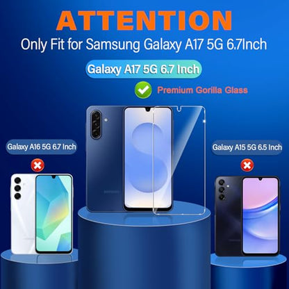 Samcorn [3+3 Pack Pack Galaxy A17 5G Screen Protector, HD Clear Tempered Glass, Fingerprint Unlock, 3D Curved, Scratch Resistant, No Bubble for Samsung Galaxy A17 5G Glass Screen Protector