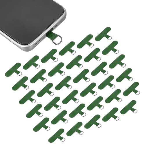 uxcell 36pcs Phone Tether Tab, Universal Phone Lanyard Patch T Shape Cell Phones Strap Replacement Part for Most Smartphone Cases, Dark Green - color: Dark Green