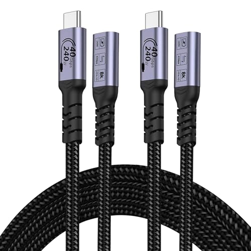 USB C Extension Cable 6.6FT 2 Packs, 5A Fast Charging Male to Female - size: 6 ft