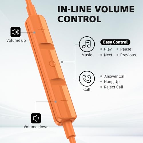 USB C Earbuds for iPhone 18 Pro Max Duo 17 Air 16 15 Plus/iPad, Orange - color: Orange