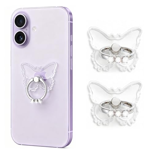2PcsTransparent Phone Ring Holder,Clear Butterfly Phone Ring Grip