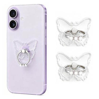 2PcsTransparent Phone Ring Holder,Clear Butterfly Phone Ring Grip