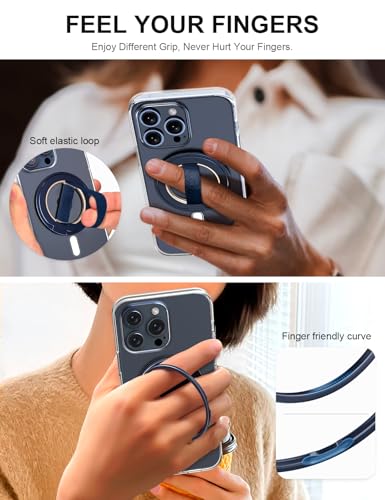 EWA MagOne Ultra for Magsafe Phone Grip Kickstand [Replaceable Elastic Finger Loop], Mag Safe Ring Holder Stand, Two-Sided Magnetic Phone Accessories for iPhone 17,16,15,14,13,12 Pro/Max/Plus-Blue - color: Blue