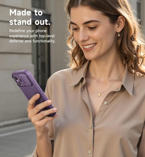 SURITCH for iPhone 17 Case with Camera Control Cover, Camera Slide Cover and Adjustable Kickstand, Compatible with MagSafe, Shockproof Bumper Protective Cases 6.3 Inch, Dark Purple - color: Dark Purple, size: IPhone 17-6.3"