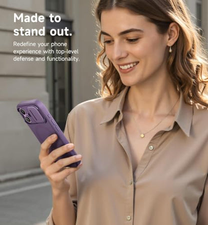 SURITCH for iPhone 17 Case with Camera Control Cover, Camera Slide Cover and Adjustable Kickstand, Compatible with MagSafe, Shockproof Bumper Protective Cases 6.3 Inch, Dark Purple - color: Dark Purple, size: IPhone 17-6.3"