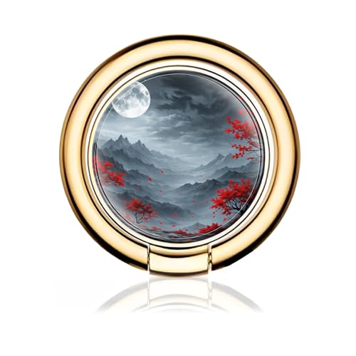 Cell Phone Ring Holder, Cute Metal Phone Grip Stand Finger Ring Kickstand, Flexible 360°Rotation Phone Tablet Case Accessories Compatible with Most Phones Dark Forest Moon - color: Dark Forest Moon