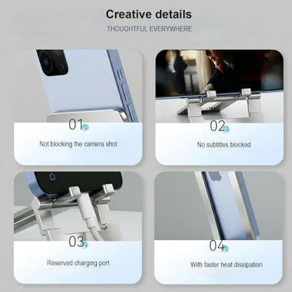 Ultra Slim Aluminum Card Phone Stand, Portable Foldable Pocket Cell Phone Holder, Adjustable Desktop Smartphone Stand for iPhone, Samsung, Android Phones, Travel Home (Silver) - color: Silver