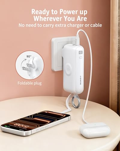RORRY Flow Portable Charger 10000mAh 40W Wall Plug Power Bank Battery Pack - color: White