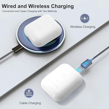 Wireless Charging Case Compatible with AirPod 1st & 2nd Generation, Air Pod Charger Case Replacement with Bluetooth Pairing Sync Button, No Earbuds - color: White