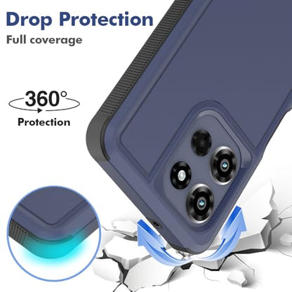 for Motorola Moto G Power 2026 / Moto G Power 2025 Case: Dual Layer Protective Heavy Duty Cell Phone Cover Shockproof Rugged with HD Screen Protector Military Protection Bumper Tough, Navy Blue - color: Navy Blue (PC) + Black (TPU)