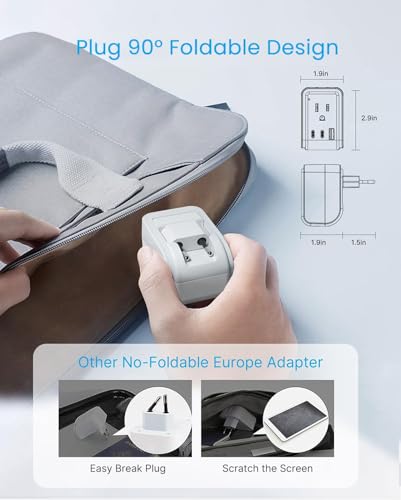 VINTAR 2 Pack European Travel Plug Adapter, 7 in 1 Type C Foldable Plug - style: 17W-Type C - Most of Europe - 2 Pack