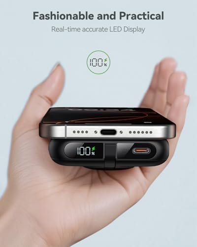 Magnetic Portable Charger for iPhone and Apple Watch, 10000mAh Power Bank