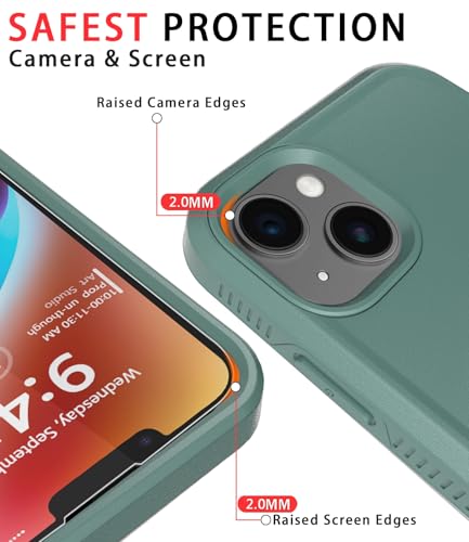 Diverbox for iPhone 14 case [Shockproof] [Dropproof] [Tempered Glass Screen Protector ],Heavy Duty Protection Phone Case Cover for Apple iPhone 14 (Pine Green-2in1) - color: Pine Green-2in1