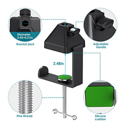 YOUSHAERS Table Mount Clamp, Heavy-Duty Metal Mic Clamp Holder for Mic Boom Arm Stand & Overhead Phone Mount Stand, Fits up to 2.48in/6cm Desktop - color: 01_Black