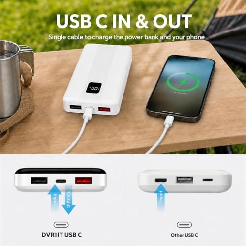 10000mAh Portable Charger with 4 Built-in Cables, 22.5W Fast Charging Power Bank, LED Display, Slim Travel Battery Pack for iPhone 17/16/15/14, Samsung Galaxy, iPad & More - color: White