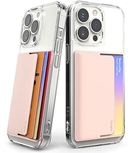 Ringke Side Slot Card Holder for Phone Case, Business Card Holder for Women, Men, ID Credit Card Holder Stick on, Phone Wallet Compatible with iPhone, Galaxy, and Pixel - Peach Pink (2 Pack) - color: Peach Pink (2 Pack)