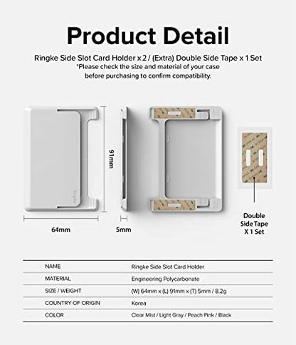 Ringke Side Slot Card Holder for Phone Case, Business Card Holder for Women, Men, ID Credit Card Holder Stick on, Phone Wallet Compatible with iPhone, Galaxy, and Pixel - Light Gray (2 Pack) - color: Light Gray (2 Pack)