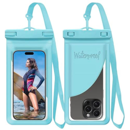 Waterproof Phone Pouch for iPhone 17 16 15 Pro Max IPX8 Blue-8.3 | Card Pocket, Lightweight, Large Cellphone Dry Bag, IPX8 Rated, Beach Essential, Cruise Ship, 1 Pack, 8.3 inch - color: A3-Blue- 1 pack