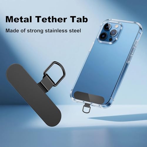 takyu Phone Lanyard, 2 Pack Adjustable CellPhone Lanyard Crossbody Neck Strap and 2 Pack Phone Wrist Strap with 2x Tether Metal Tabs for iPhone Android Smartphones-Black - color: Metal Black+black