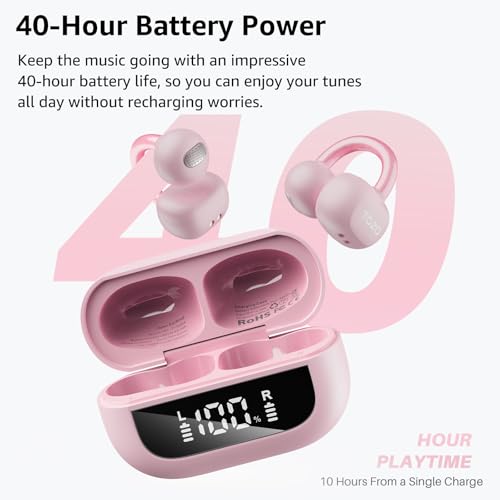 TOZO OpenEarRing Open Ear Earbuds 40H Bluetooth 5.4 Lightweight Comfort - color: Rose Gold