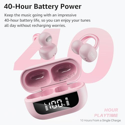 TOZO OpenEarRing Open Ear Earbuds 40H Bluetooth 5.4 Lightweight Comfort - color: Rose Gold