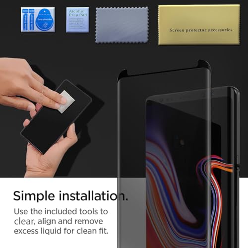 Compatible for Samsung Galaxy Note 9 Screen Protector Tempered Glass Privacy Film [Case Friendly] [3D Curved Edge] [Anti-Scratch] [High Definition] (2 Pack, Black/Clear)