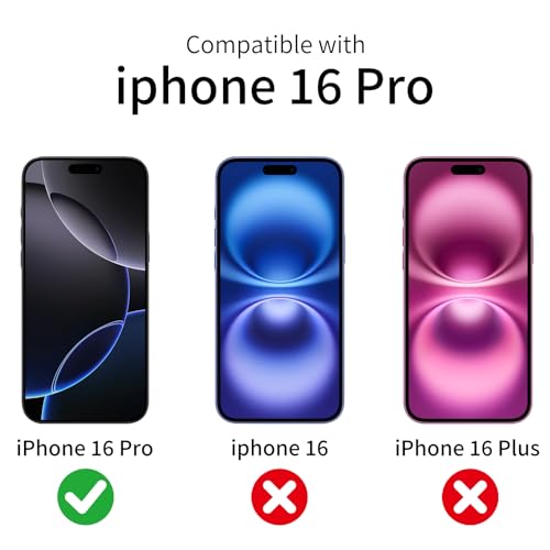 3 Pack Screen Protector for iPhone 16 Pro with 3 Pack Camera Lens Protector, Tempered Glass Film, 9H Hardness, HD Clear, Scratch Resistant, Case Friendly, Easy Install - size: iPhone 16 Pro