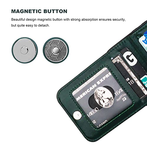KIHUWEY for iPhone 14 Wallet Case Card Holder Kickstand, Green - color: Green