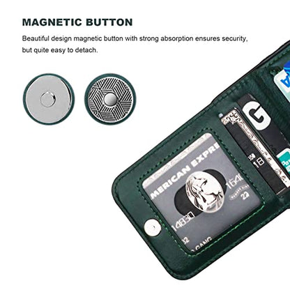 KIHUWEY for iPhone 14 Wallet Case Card Holder Kickstand, Green - color: Green