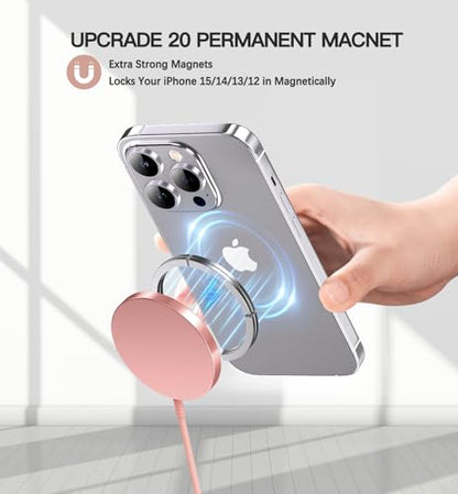 OANDYS Magnetic Wireless Charger 15W Fast Mag Safe Charger for Cell Phone 16 Pro Max/16 Pro/16 Plus/16/15/14/13/12 Series 2 Pack Charging Pad for AirPods 3/2/Pro 2/Pro Mag-Safe Original Replacement - color: Pink