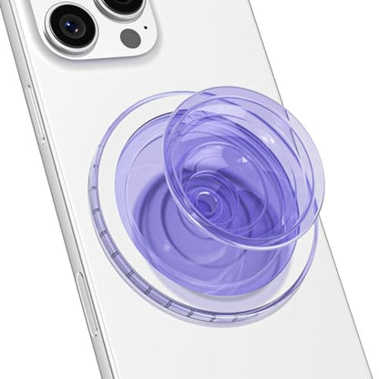 Svanove Magnetic Phone Grip Compatible with Magsafe, Mag Safe Translucent Clear Grip Collapsible Kickstand for iPhone Samsung Pixel, Cute Transparent Silicone Removable Phone Stand Holder, Lilac - color: Lilac, style: Magnetic