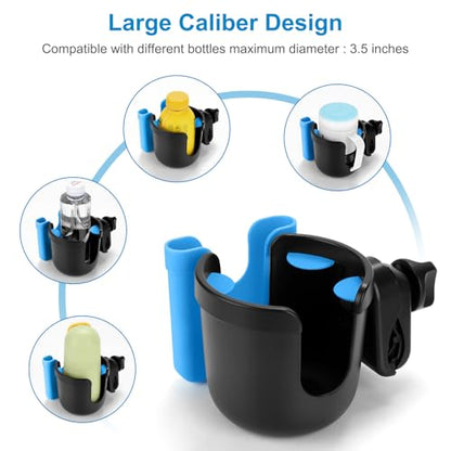 Accmor Wheelchair Cup Holder with Phone Holder, ﻿Universal 360° Rotatable Walker Cup Holder Rollator Scooter Accessory - color: Sky Blue