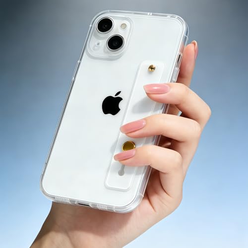 Strap Case for iPhone 14 with Stand, HD Clear | Wrist Strap Kickstand, Adjustable Finger Hand Grip Loop, Slim Transparent Anti-Scratch Back, Soft Bumper Phone Cover - color: HD Clear, size: iPhone 14