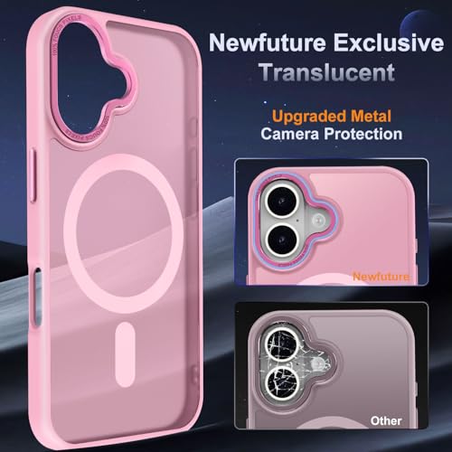 Newfuture Magnetic for iPhone 16 Case Matte Shockproof, Chalk Pink | Military Drop Protection, Slim Matte Anti-Fingerprint, Compatible with Magsafe, Camera Guard, Translucent Protective Cover - color: Chalk Pink, size: iPhone 16 6.1 inch