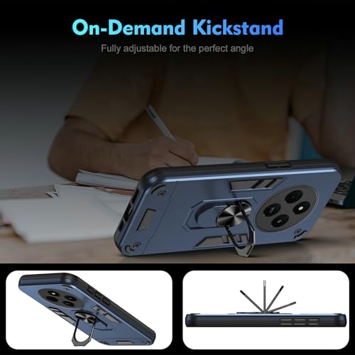 Compatible with Xiaomi Redmi A4/Poco C75/Redmi A3 Pro/14C 4G Phone Case Cover Built-in Stand Shockproof and Drop-Proof [with Tempered Glass Screen Protector] Blue - color: HY-GZS-blue, size: Xiaomi Redmi A4/Poco C75/Redmi A3 Pro/14C 4G
