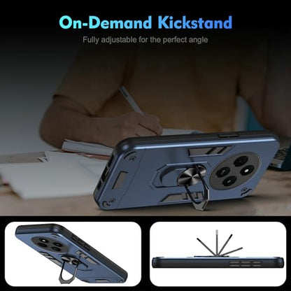 Compatible with Xiaomi Redmi A4/Poco C75/Redmi A3 Pro/14C 4G Phone Case Cover Built-in Stand Shockproof and Drop-Proof [with Tempered Glass Screen Protector] Blue - color: HY-GZS-blue, size: Xiaomi Redmi A4/Poco C75/Redmi A3 Pro/14C 4G