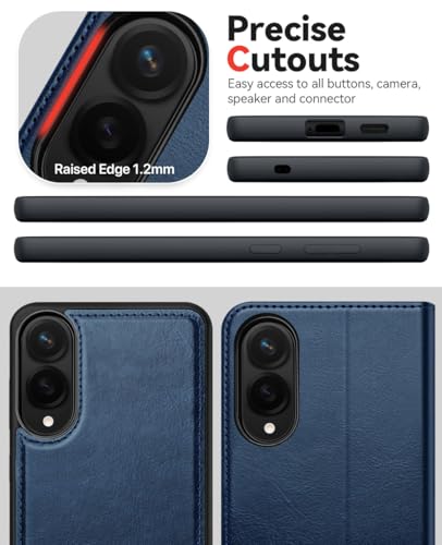 OCASE for Samsung Galaxy S25 Edge Detachable Wallet Case, Blue | 2-in-1, Card Holder, RFID Blocking, Stand, Wrist Strap, Shockproof, Wireless Charging, Magnetic, PU Leather Flip Phone Cover - color: Blue, size: Samsung Galaxy S25 Edge