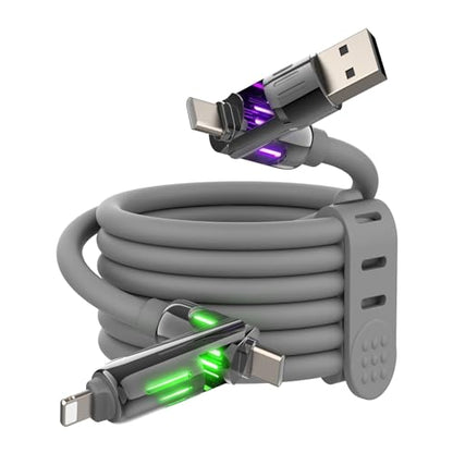 MFish 240W 4-in-1 Fast Charging Cable, Grey, 6.6FT - color: Grey, size: 6.6FT